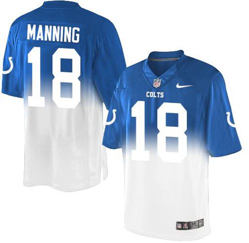Nike Colts #18 Peyton Manning Royal Blue/White Men's Stitched NFL Elite Fadeaway Fashion Jersey - Click Image to Close